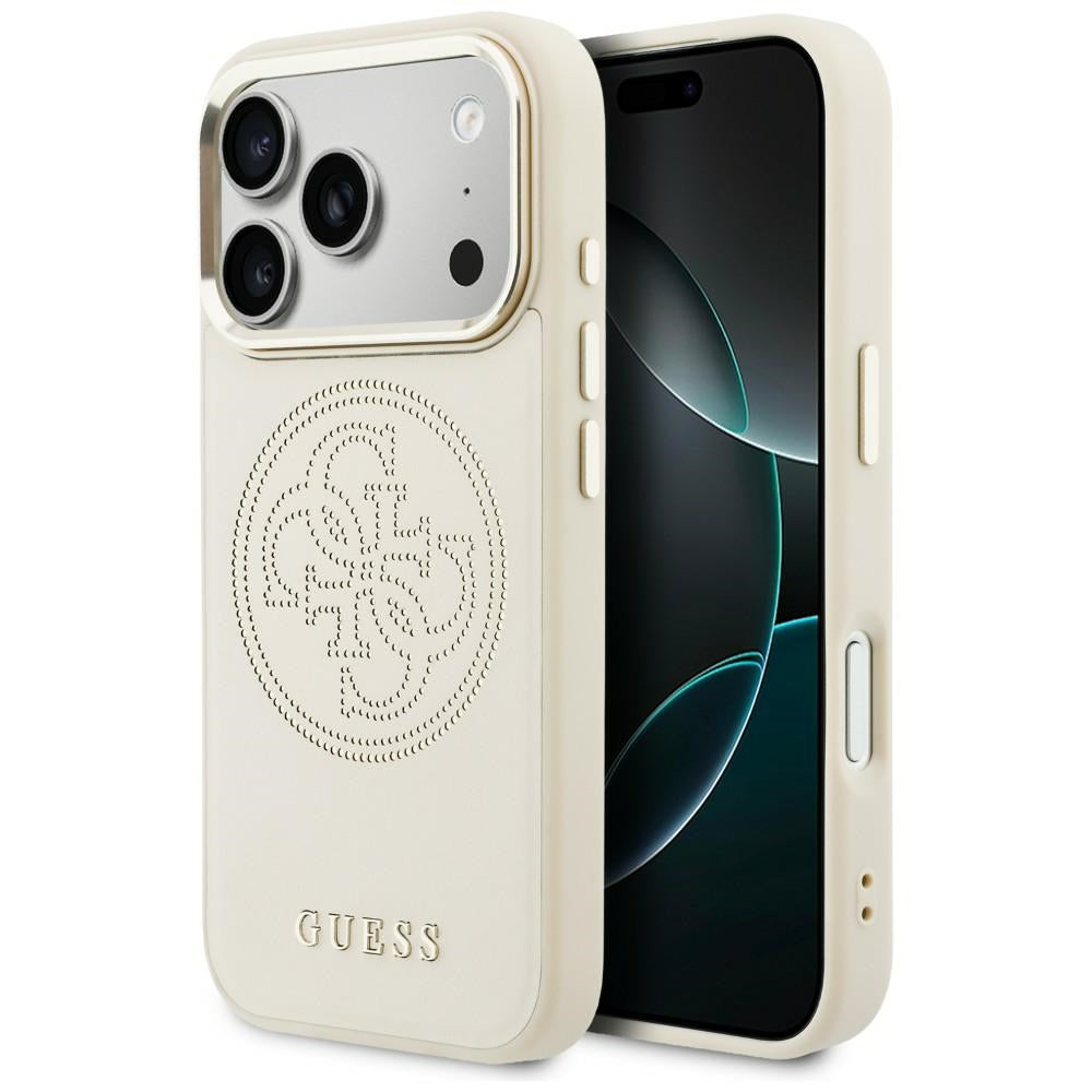 Guess Perforuotas 4G MagSafe Dėklas, skirtas iPhone 17 Pro Max - Beige