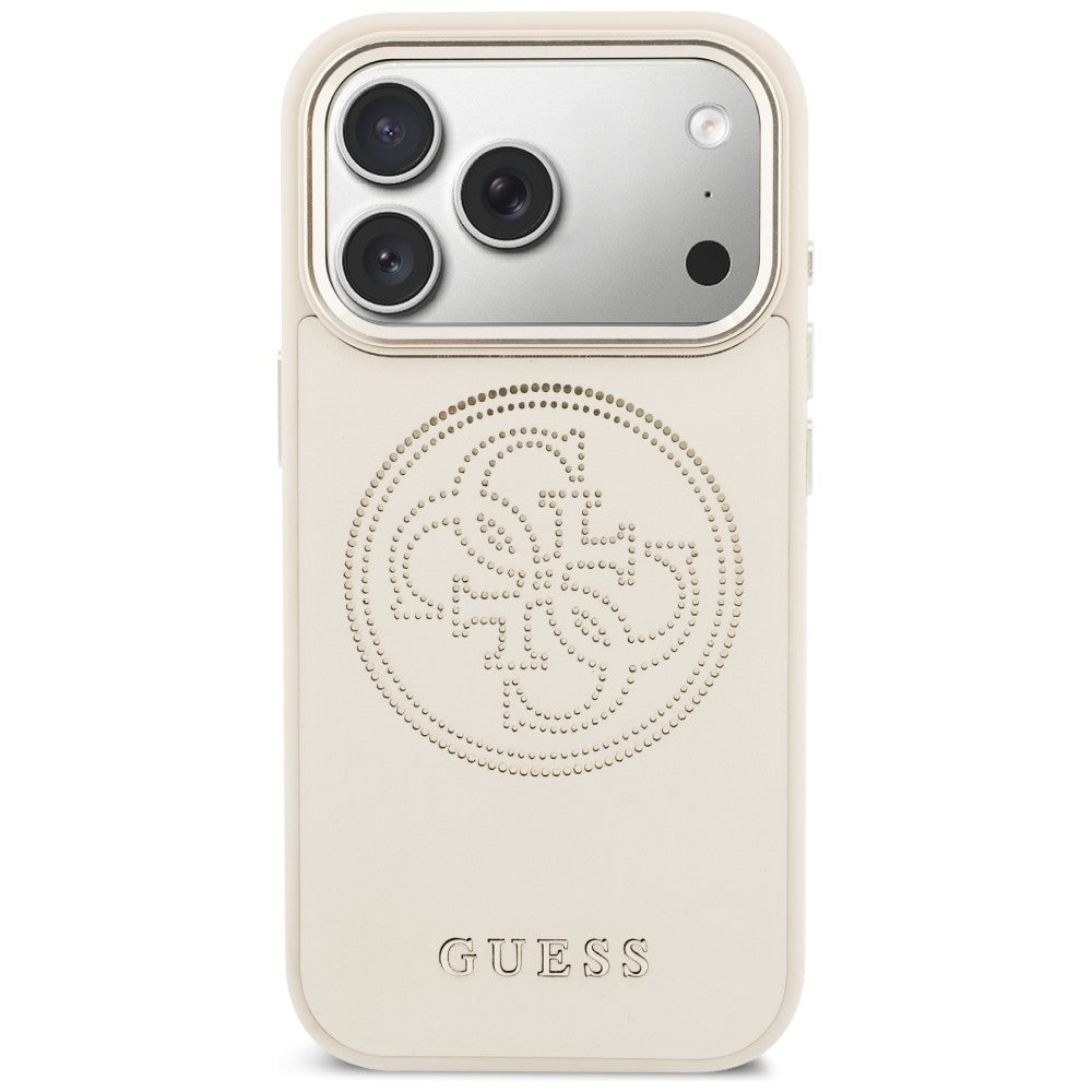 Guess Perforuotas 4G MagSafe Dėklas, skirtas iPhone 17 Pro Max - Beige