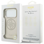 Guess Perforuotas 4G MagSafe Dėklas, skirtas iPhone 17 Pro Max - Beige
