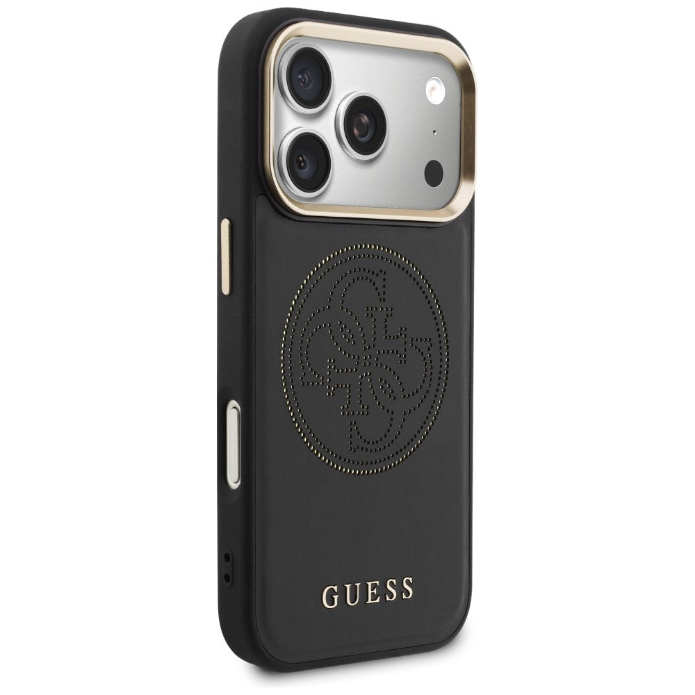 Guess Perforuotas 4G MagSafe dėklas, skirtas iPhone 17 Pro Max - black