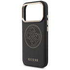 Guess Perforuotas 4G MagSafe dėklas, skirtas iPhone 17 Pro Max - black