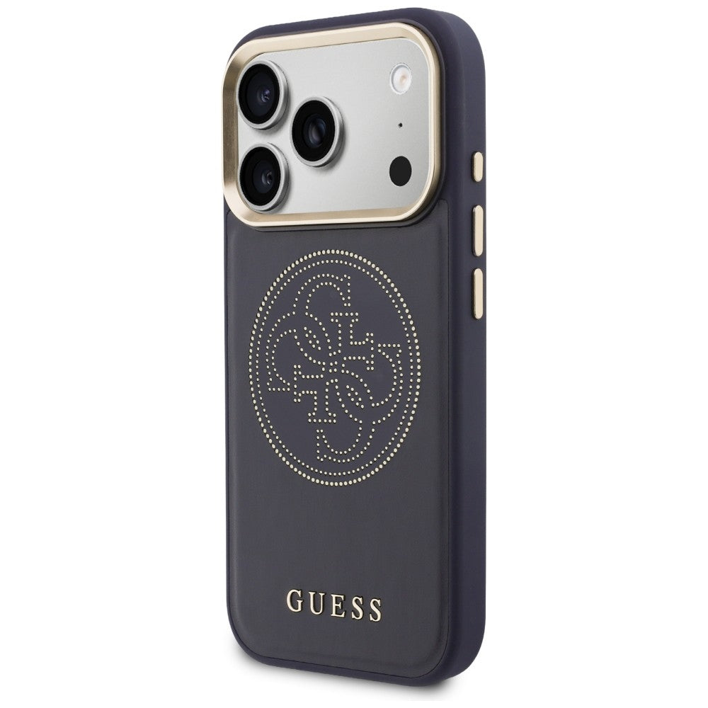 Guess Perforuotas 4G MagSafe dėklas, skirtas iPhone 17 Pro Max - blue