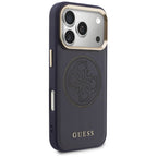 Guess Perforuotas 4G MagSafe dėklas, skirtas iPhone 17 Pro Max - blue