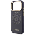 Guess Perforuotas 4G MagSafe dėklas, skirtas iPhone 17 Pro Max - blue