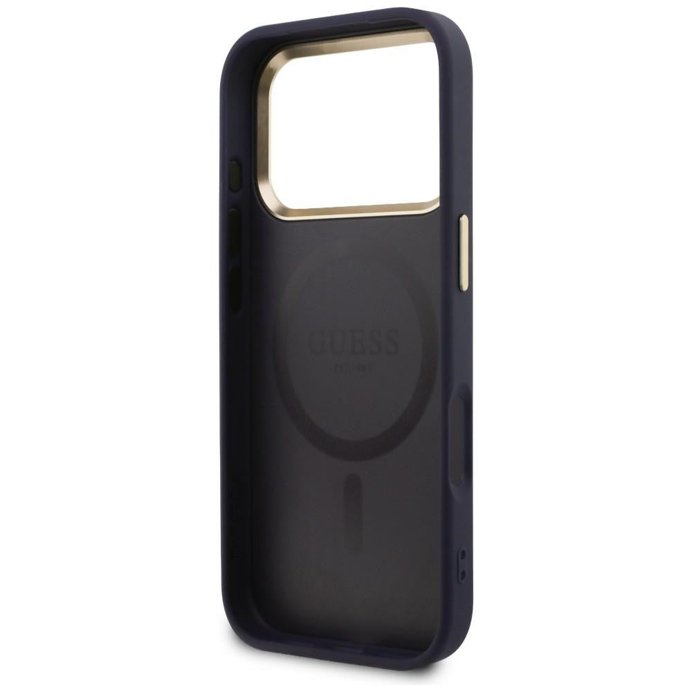 Guess Perforuotas 4G MagSafe dėklas, skirtas iPhone 17 Pro Max - blue