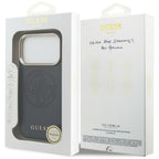 Guess Perforuotas 4G MagSafe dėklas, skirtas iPhone 17 Pro Max - blue