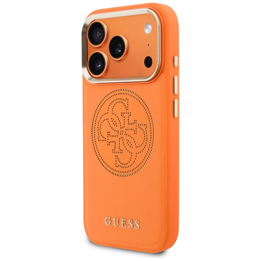 Guess Perforuotas 4G MagSafe dėklas, skirtas iPhone 17 Pro - orange