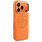 Guess Perforuotas 4G MagSafe dėklas, skirtas iPhone 17 Pro - orange