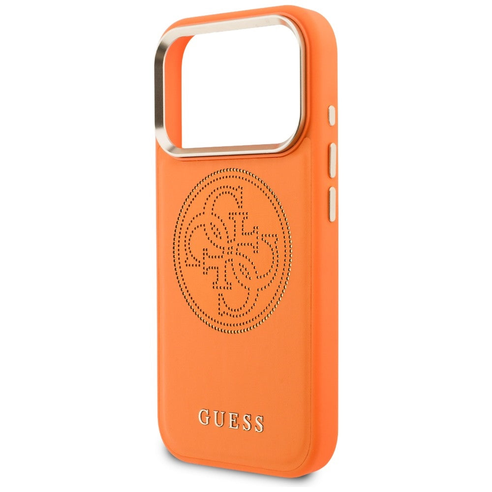 Guess Perforuotas 4G MagSafe dėklas, skirtas iPhone 17 Pro - orange