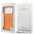 Guess Perforuotas 4G MagSafe dėklas, skirtas iPhone 17 Pro - orange