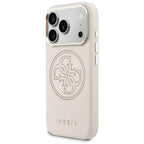 Guess Perforuotas 4G MagSafe Dėklas, skirtas iPhone 17 Pro - rožinis