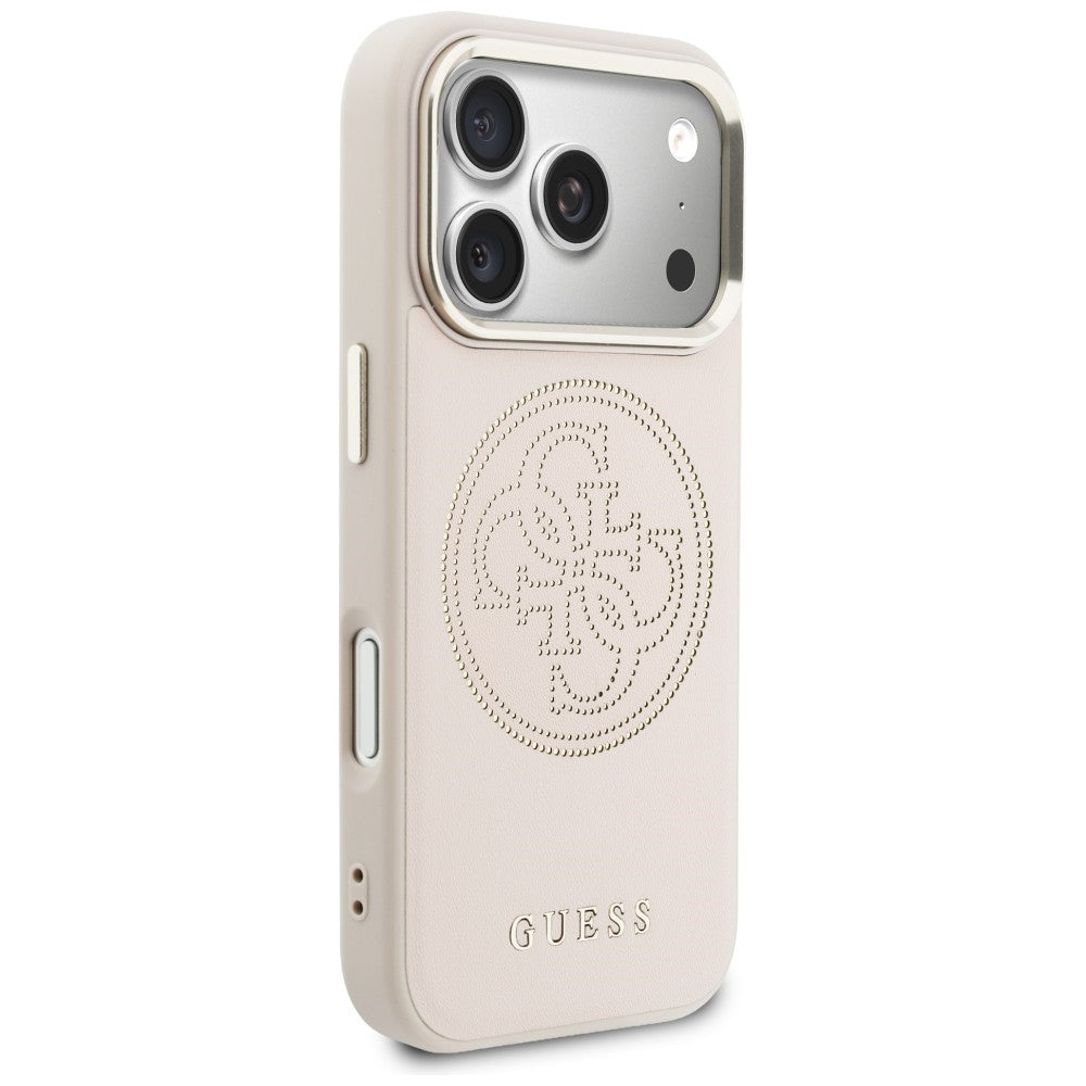 Guess Perforuotas 4G MagSafe Dėklas, skirtas iPhone 17 Pro - rožinis