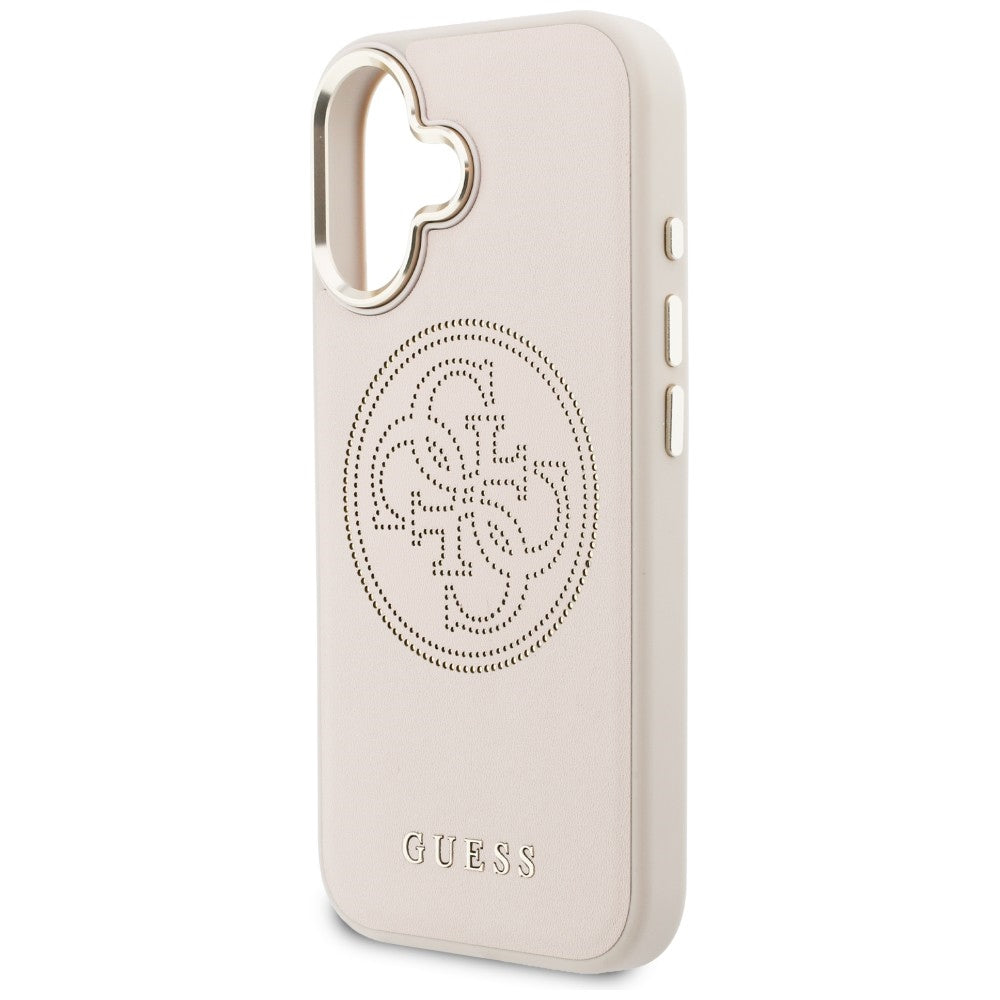 Guess Perforuotas 4G MagSafe Dėklas, skirtas iPhone 17 - rožinis