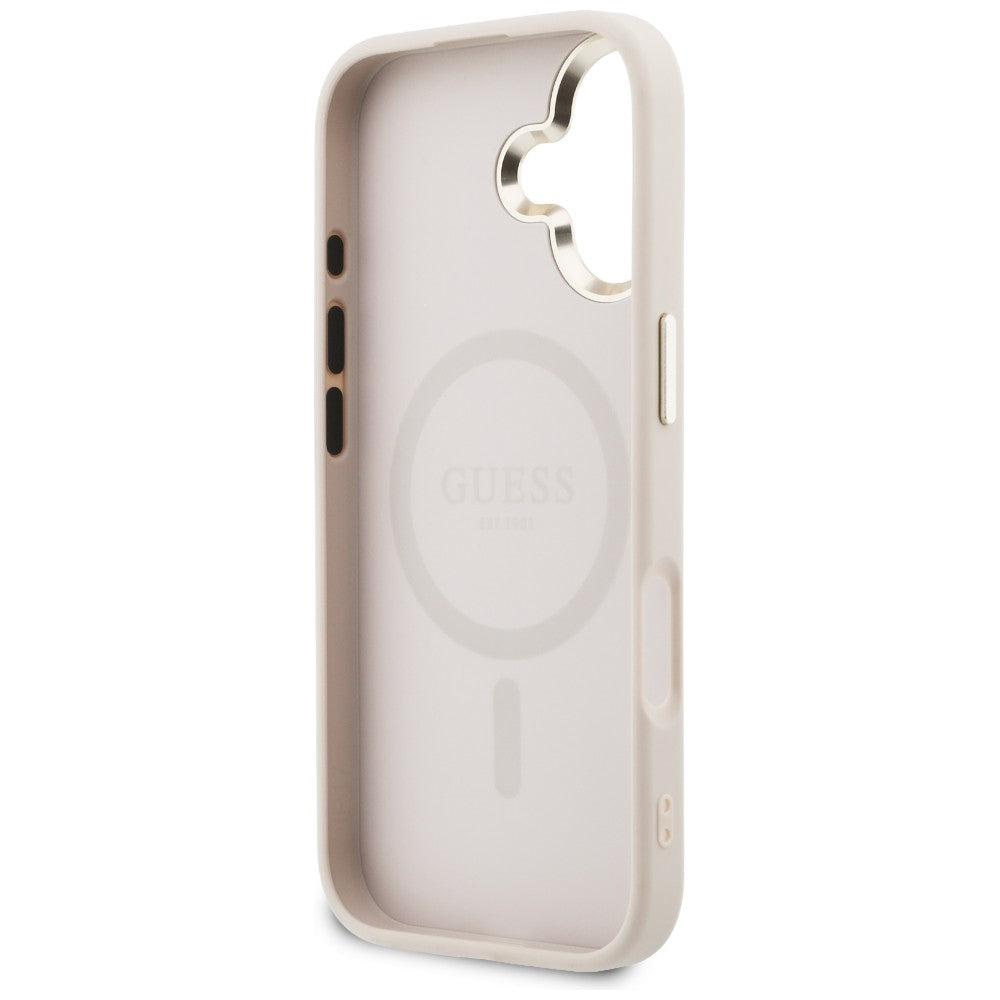 Guess Perforuotas 4G MagSafe Dėklas, skirtas iPhone 17 - rožinis