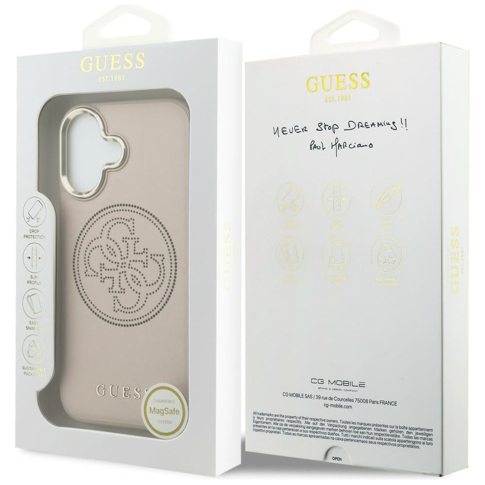 Guess Perforuotas 4G MagSafe Dėklas, skirtas iPhone 17 - rožinis