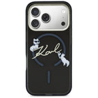 Karl Lagerfeld IML Choupettes Karl Script logotipas MagSafe Dėklas, skirtas iPhone 17 Pro Max - juodas
