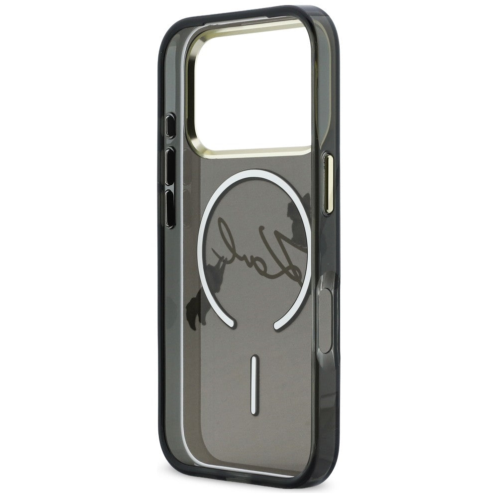 Karl Lagerfeld IML Choupettes Karl Script logotipas MagSafe Dėklas, skirtas iPhone 17 Pro Max - juodas