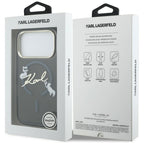 Karl Lagerfeld IML Choupettes Karl Script logotipas MagSafe Dėklas, skirtas iPhone 17 Pro Max - juodas