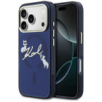 Karl Lagerfeld IML Choupettes Karl Script logotipas MagSafe Dėklas, skirtas iPhone 17 Pro Max - mėlynas -- iPhone 17 Pro Max