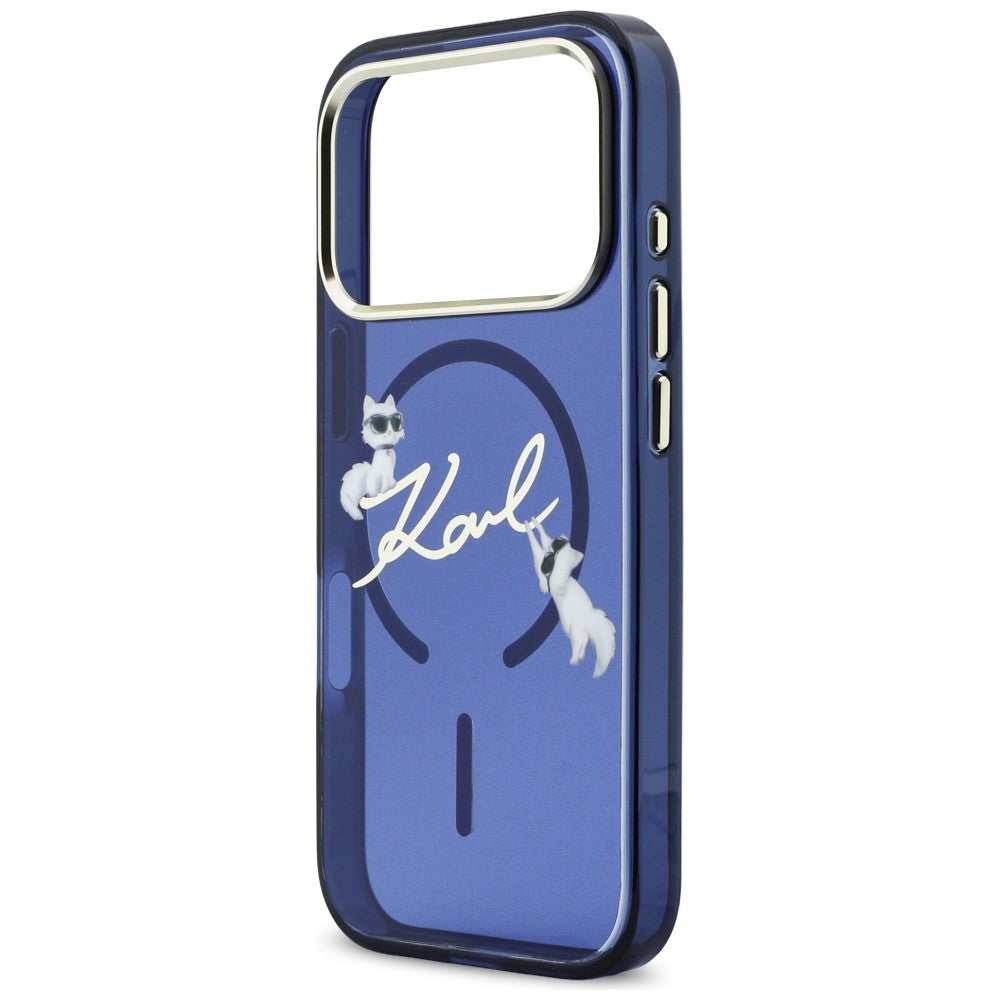 Karl Lagerfeld IML Choupettes Karl Script logotipas MagSafe Dėklas, skirtas iPhone 17 Pro Max - mėlynas -- iPhone 17 Pro Max