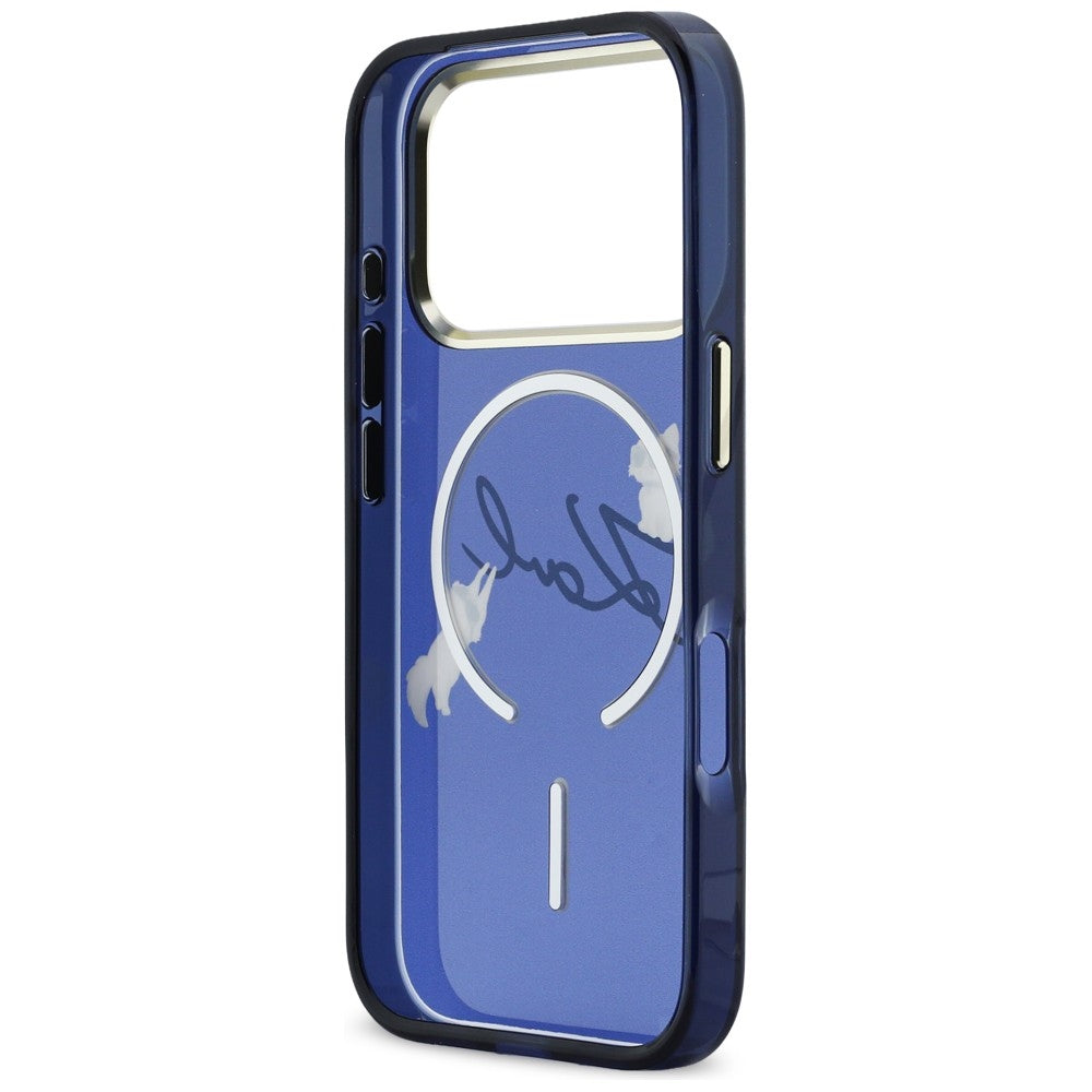Karl Lagerfeld IML Choupettes Karl Script logotipas MagSafe Dėklas, skirtas iPhone 17 Pro Max - mėlynas -- iPhone 17 Pro Max