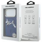 Karl Lagerfeld IML Choupettes Karl Script logotipas MagSafe Dėklas, skirtas iPhone 17 Pro Max - mėlynas -- iPhone 17 Pro Max