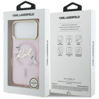 Karl Lagerfeld IML Choupettes Karl Script logotipas MagSafe Dėklas, skirtas iPhone 17 Pro Max - rožinis