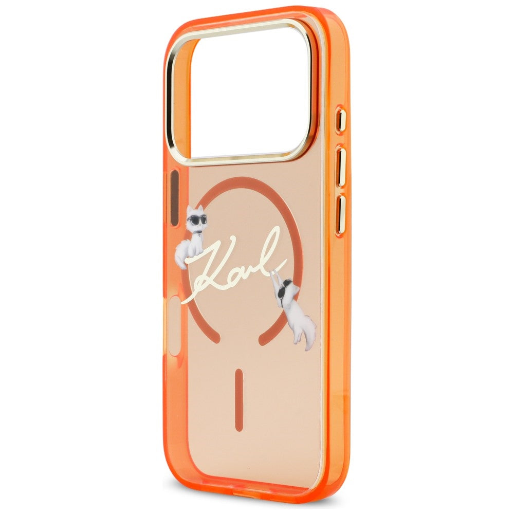 Karl Lagerfeld IML Choupettes Karl Script Logo MagSafe dėklas iPhone 17 Pro - Oranžinė -- iPhone 17 Pro