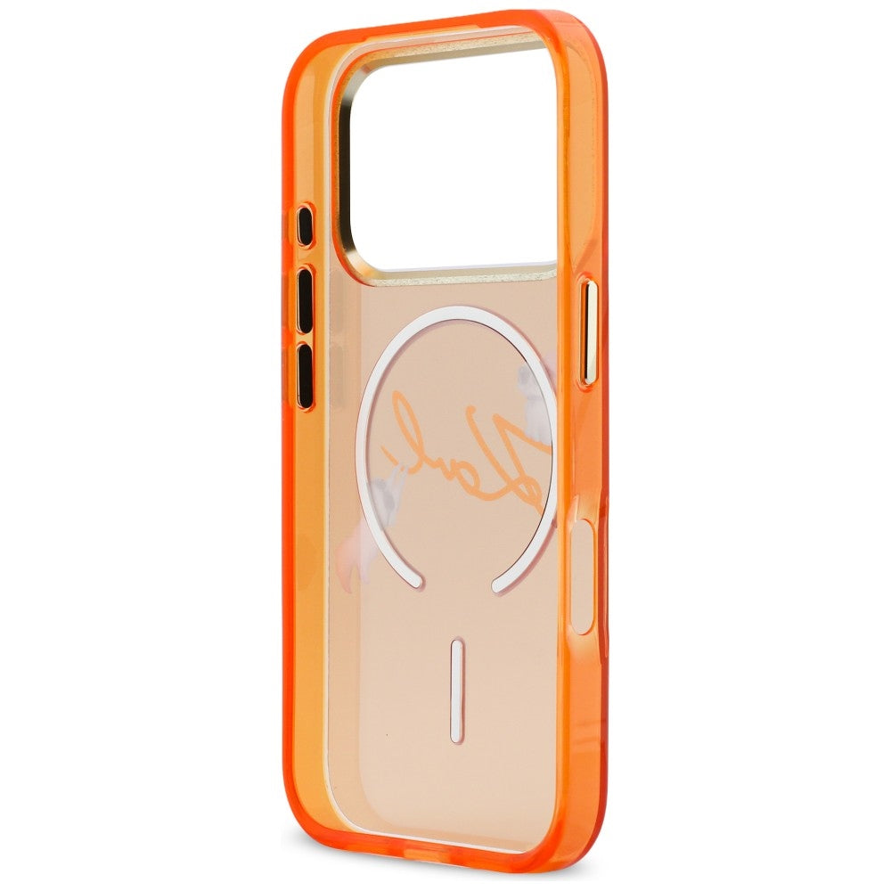 Karl Lagerfeld IML Choupettes Karl Script Logo MagSafe dėklas iPhone 17 Pro - Oranžinė -- iPhone 17 Pro