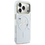 Karl Lagerfeld IML Choupettes Karl Script logotipas MagSafe Dėklas, skirtas iPhone 17 Pro - Skaidrus