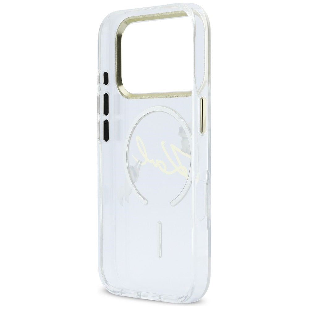 Karl Lagerfeld IML Choupettes Karl Script logotipas MagSafe Dėklas, skirtas iPhone 17 Pro - Skaidrus