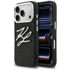 Karl Lagerfeld IML Glitter KL Diamond logotipo dėklas, skirtas iPhone 17 Pro - juodas