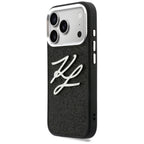 Karl Lagerfeld IML Glitter KL Diamond logotipo dėklas, skirtas iPhone 17 Pro - juodas