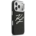 Karl Lagerfeld IML Glitter KL Diamond logotipo dėklas, skirtas iPhone 17 Pro - juodas