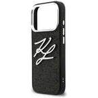 Karl Lagerfeld IML Glitter KL Diamond logotipo dėklas, skirtas iPhone 17 Pro - juodas