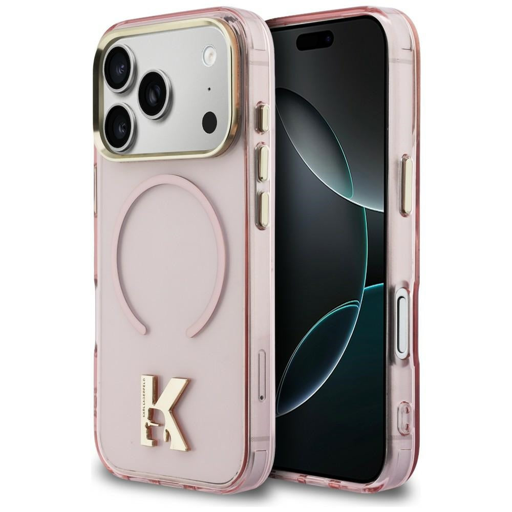 Karl Lagerfeld IML K galvos logotipas MagSafe Dėklas, skirtas iPhone 17 Pro Max - rožinis