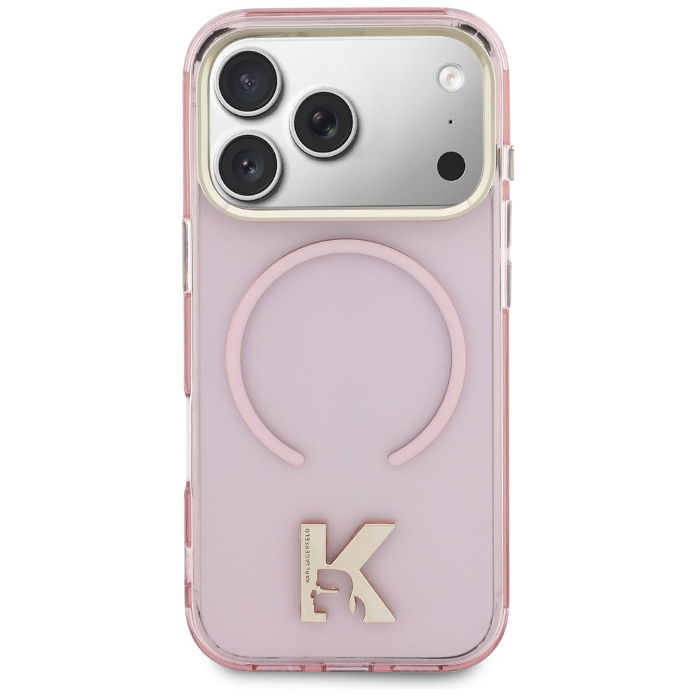 Karl Lagerfeld IML K galvos logotipas MagSafe Dėklas, skirtas iPhone 17 Pro Max - rožinis