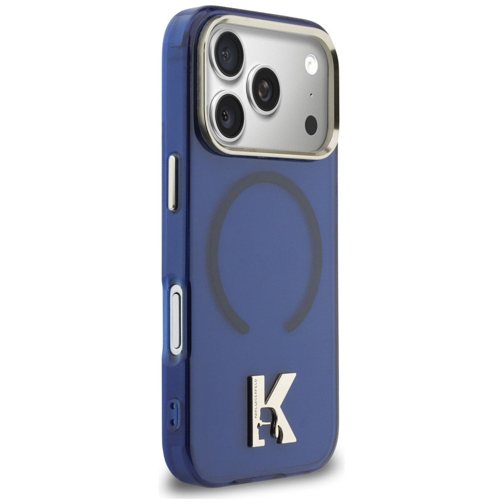 Karlo Lagerfeldo IML K galvos logotipas MagSafe Dėklas, skirtas iPhone 17 Pro – mėlynas