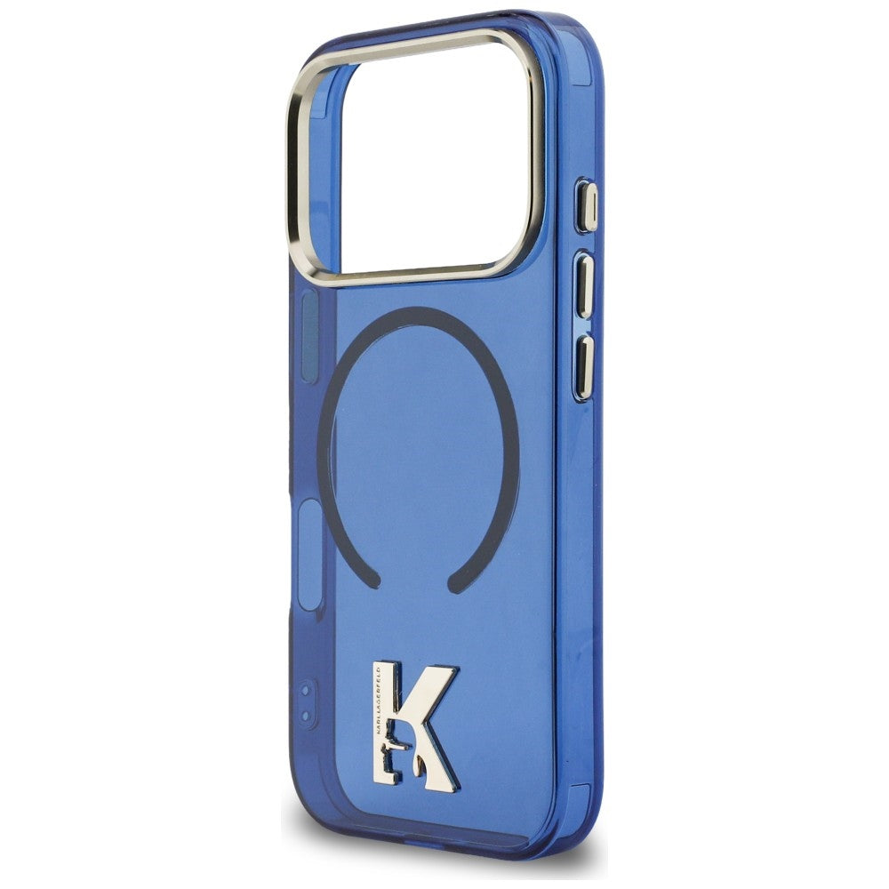 Karlo Lagerfeldo IML K galvos logotipas MagSafe Dėklas, skirtas iPhone 17 Pro – mėlynas