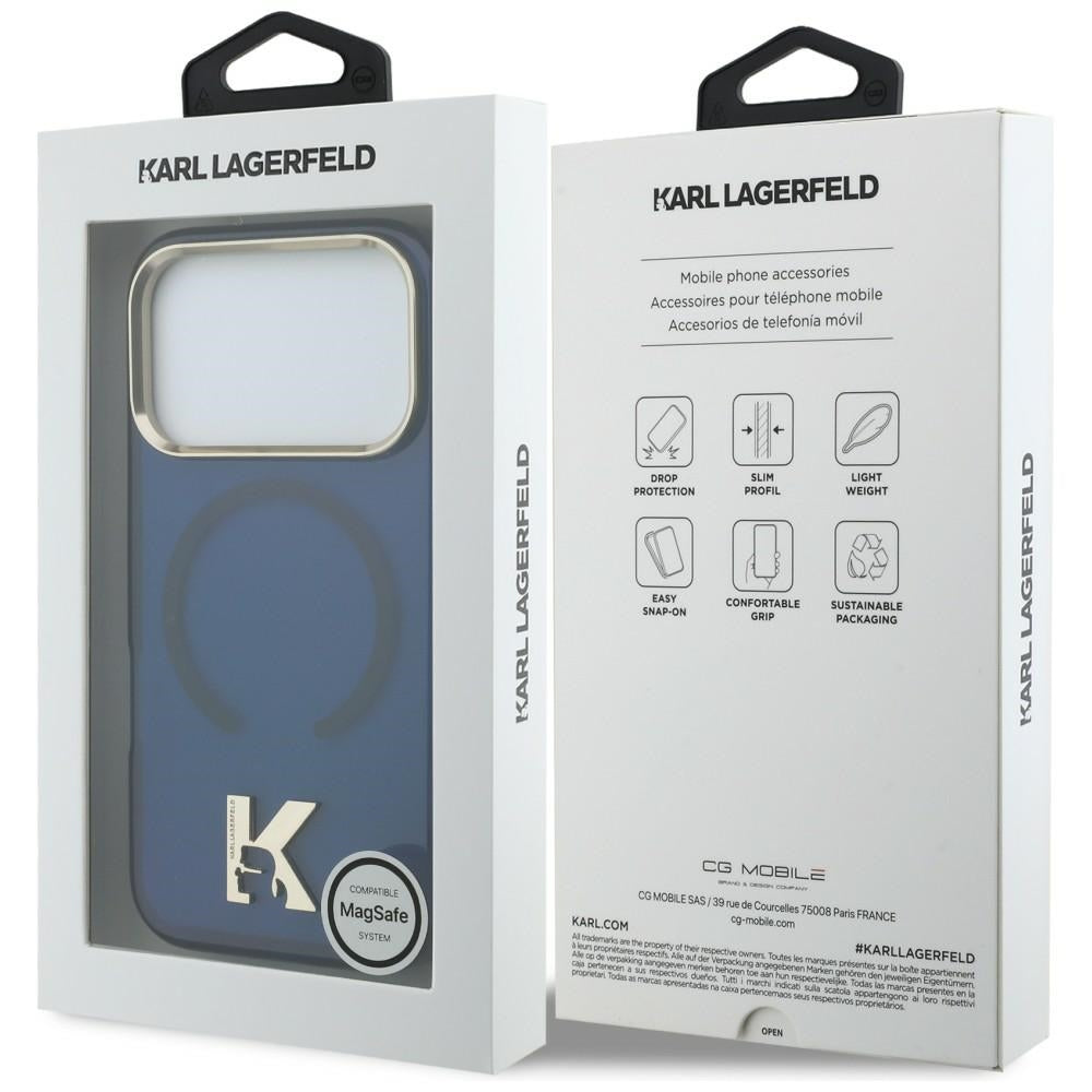 Karlo Lagerfeldo IML K galvos logotipas MagSafe Dėklas, skirtas iPhone 17 Pro – mėlynas