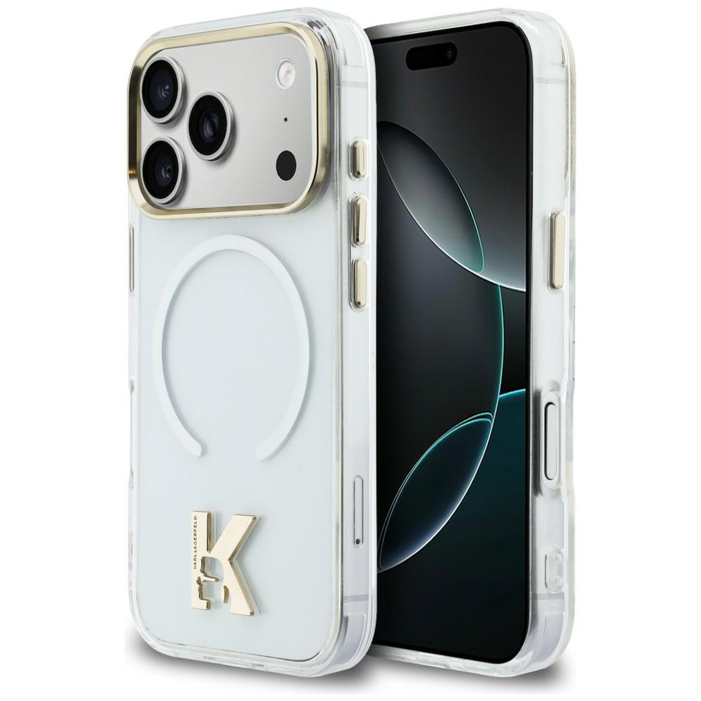 Karlo Lagerfeldo IML K galvos logotipas MagSafe Dėklas, skirtas iPhone 17 Pro – skaidrus