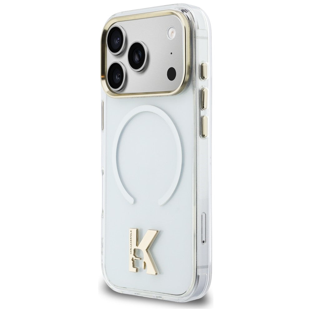 Karlo Lagerfeldo IML K galvos logotipas MagSafe Dėklas, skirtas iPhone 17 Pro – skaidrus