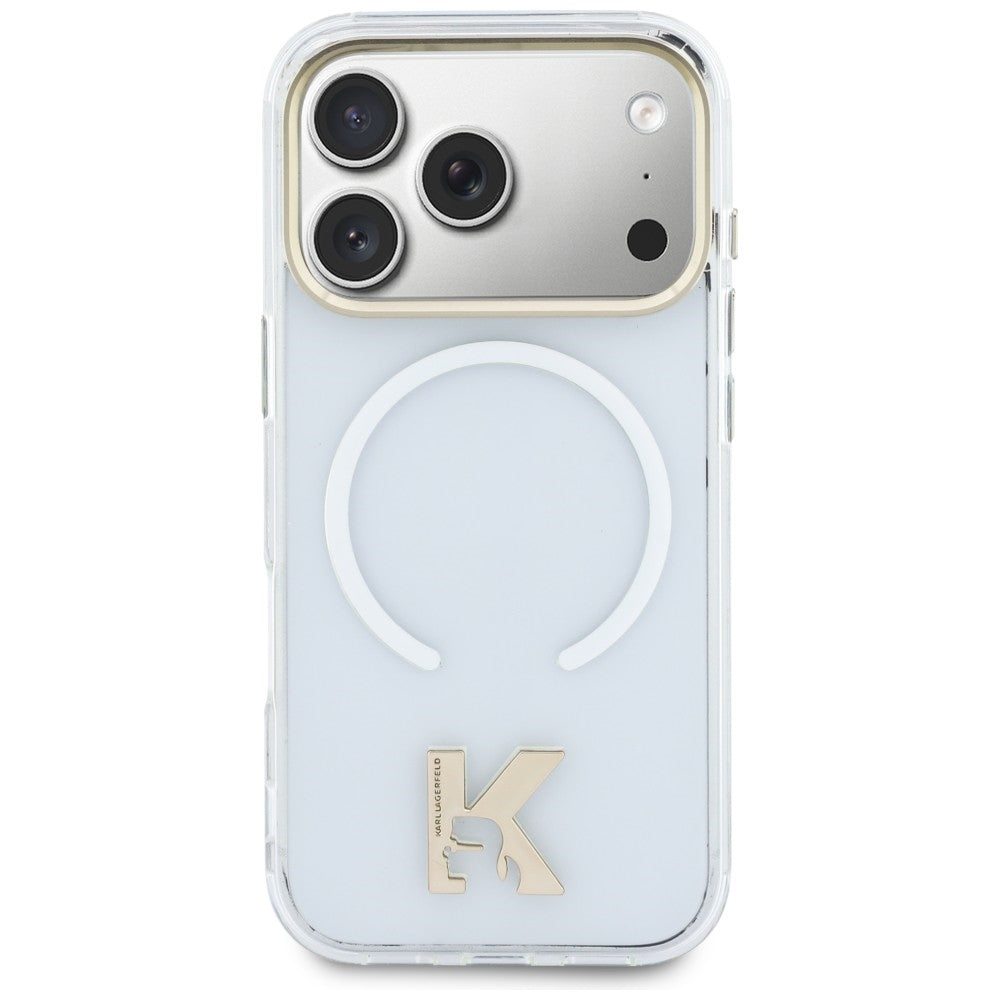 Karlo Lagerfeldo IML K galvos logotipas MagSafe Dėklas, skirtas iPhone 17 Pro – skaidrus