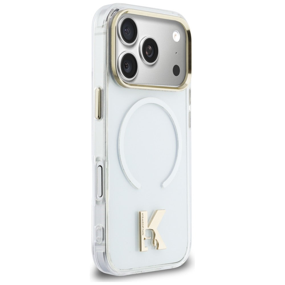Karlo Lagerfeldo IML K galvos logotipas MagSafe Dėklas, skirtas iPhone 17 Pro – skaidrus