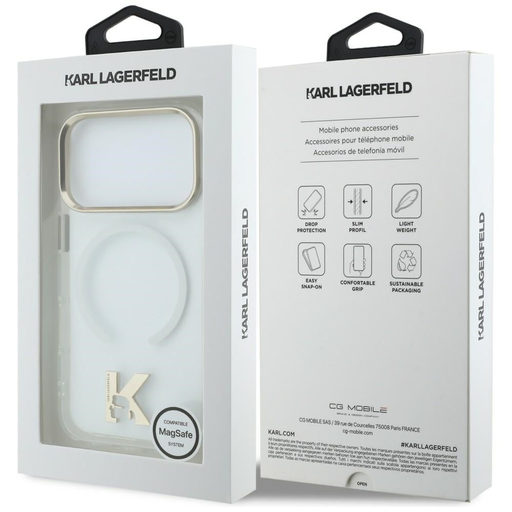 Karlo Lagerfeldo IML K galvos logotipas MagSafe Dėklas, skirtas iPhone 17 Pro – skaidrus