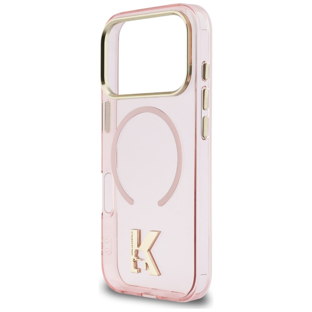 Karlo Lagerfeldo IML K galvos logotipas MagSafe Dėklas, skirtas iPhone 17 Pro – rožinis
