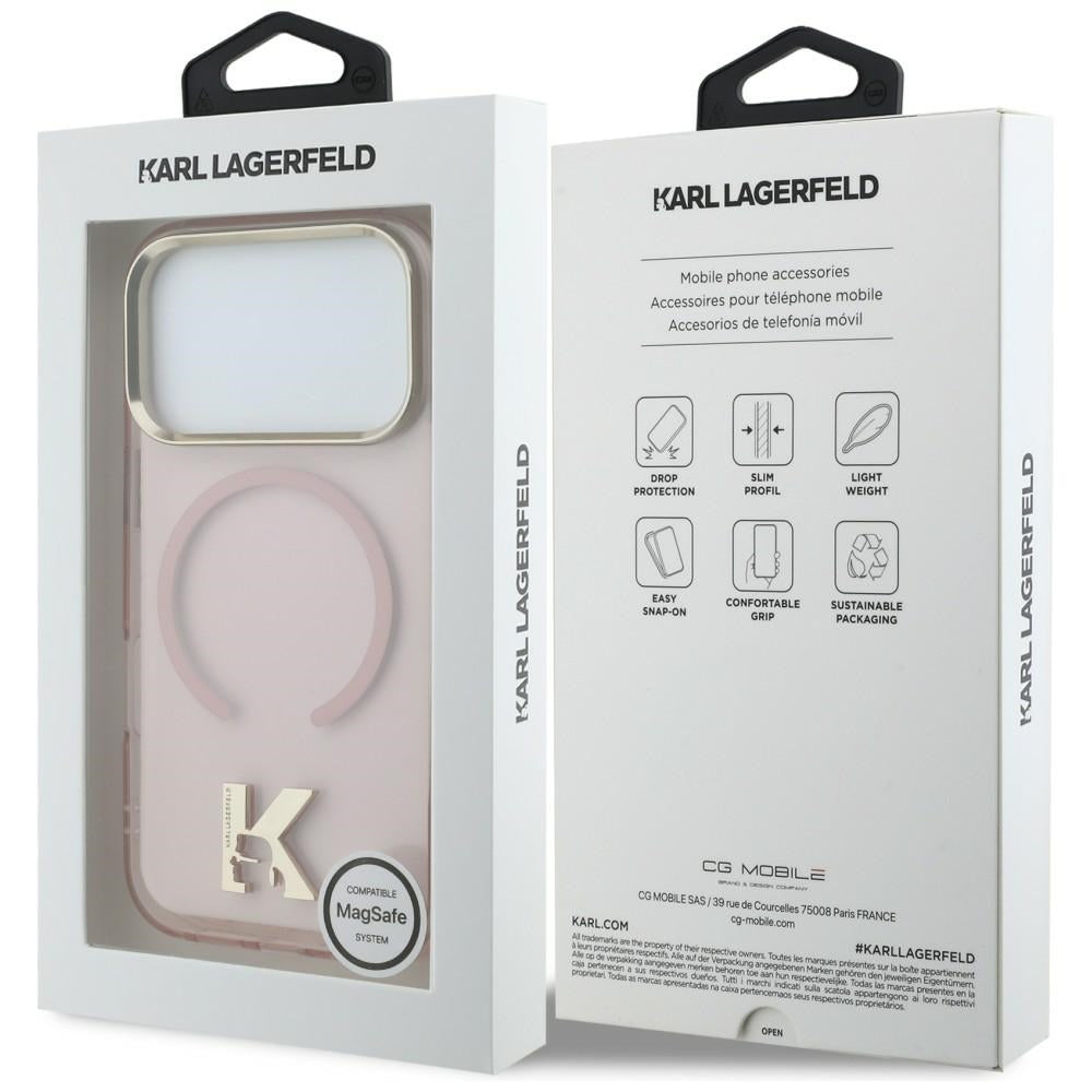 Karlo Lagerfeldo IML K galvos logotipas MagSafe Dėklas, skirtas iPhone 17 Pro – rožinis