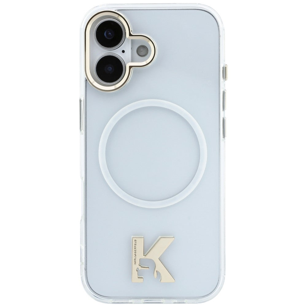 Karlo Lagerfeldo IML K galvos logotipas MagSafe Dėklas, skirtas iPhone 17 – skaidrus