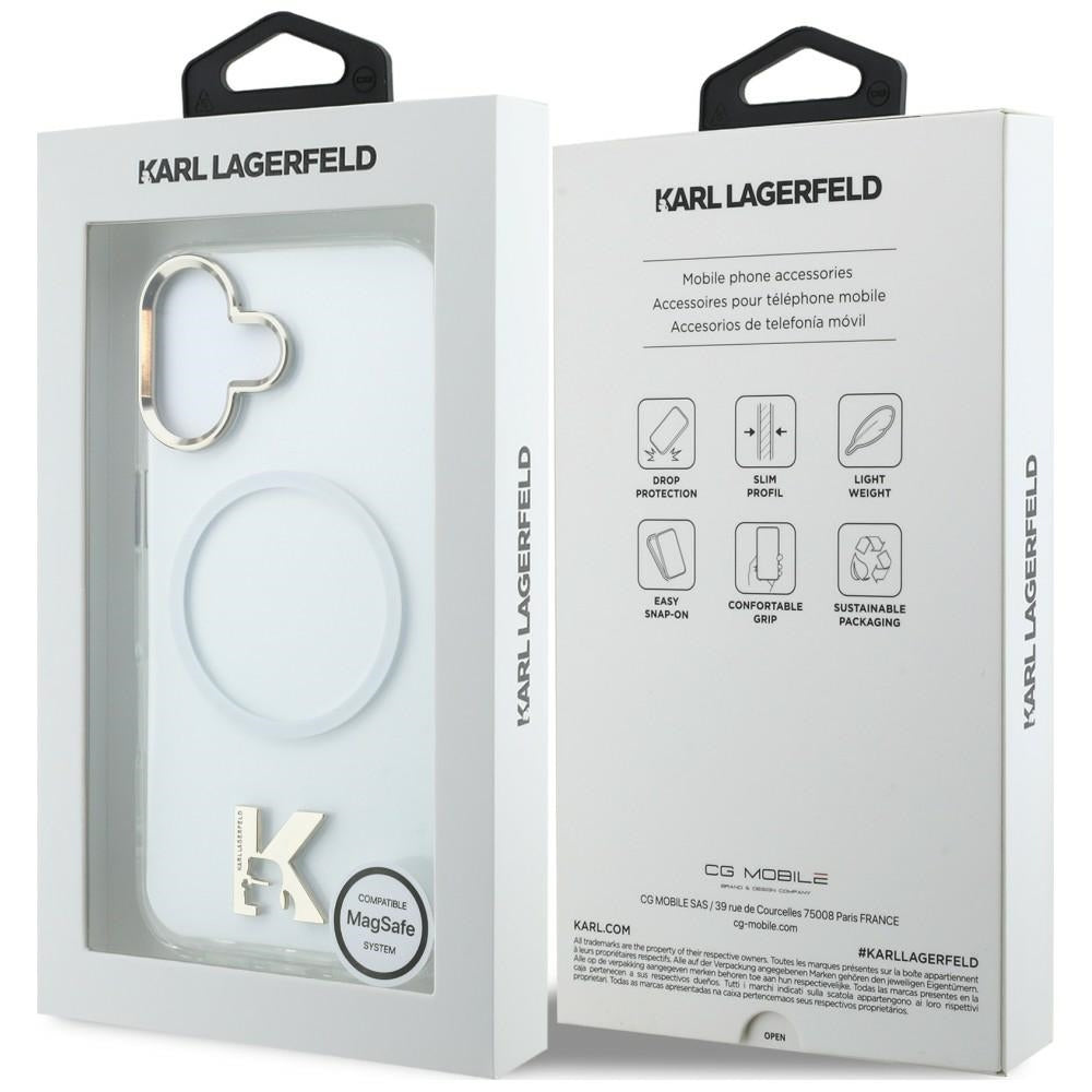 Karlo Lagerfeldo IML K galvos logotipas MagSafe Dėklas, skirtas iPhone 17 – skaidrus