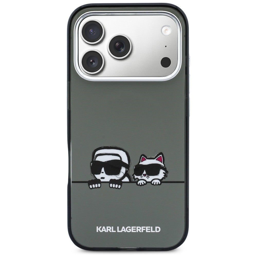 Karl Lagerfeld IML Karl & Choupette Peekaboo logotipas MagSafe Dėklas, skirtas iPhone 17 Pro - juodas